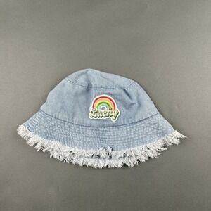 Claire's Women's Lucky Rainbow Patch Retro Denim 100% Cotton Bucket Hat NEW